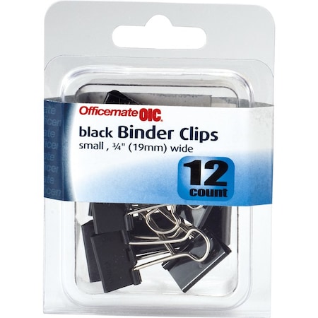 Officemate Small Black/Silver Binder Clips , 12PK 31085